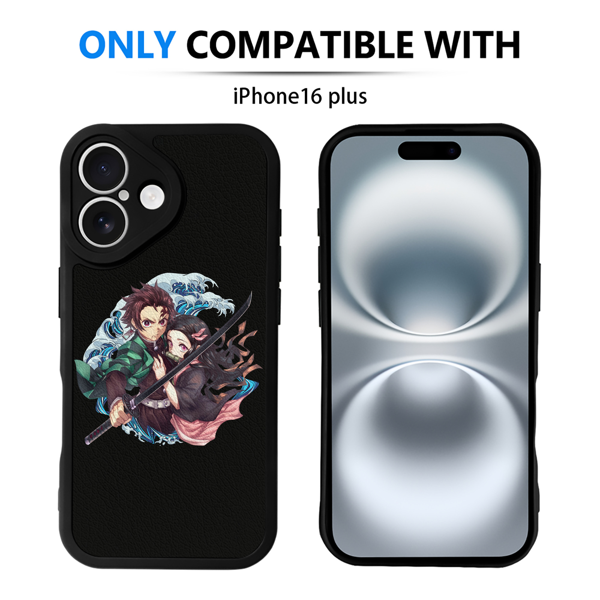 （画像用） 鬼滅の刃（きめつのやいば）竈門 禰󠄀豆子／かまど ねずこ Kamado Nezuko 【iPhone 16シリーズ対応】シリコンスマホケース（レザー調） 材質：シリコン